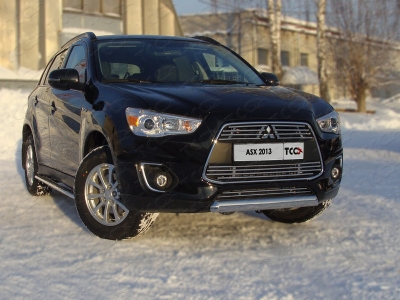 Защита передняя овальная 75х42 мм ТСС для Mitsubishi ASX 2013-2016