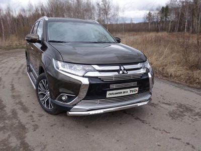 Накладка решётки радиатора верхняя 12 мм ТСС для Mitsubishi Outlander 2015-2018