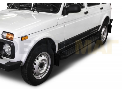 Пороги алюминиевые Rival Black New для Нива ВАЗ 2131 1993-2021