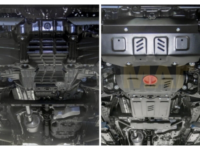 Защита картера, КПП, радиатора и РК Автоброня для 2,7/2,8D сталь 2 мм для Toyota Fortuner 2017-2021