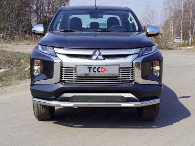 Защита переднего бампера с ДХО 76 мм ТСС для Mitsubishi L200 2019-2021