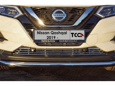 Решётка радиатора 12 мм 2 штуки ТСС для Nissan Qashqai 2019-2021