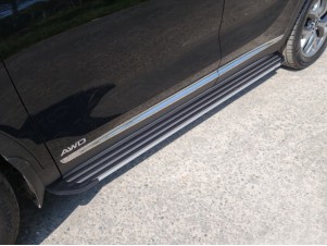 Пороги алюминиевые Slim Line Silver для Kia Sorento Prime № KIASORPR18-27S