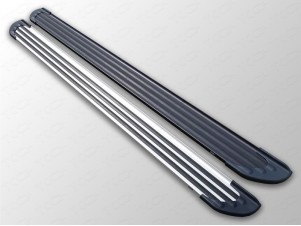 Пороги алюминиевые Slim Line Black для Volkswagen Tiguan № VWTIG11-13B