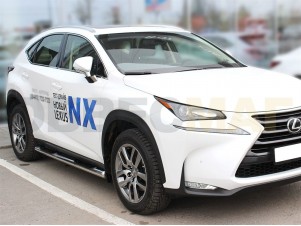 Пороги труба с накладками 76 мм для Lexus NX200t № LNXT_2.1