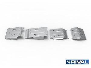 Защита радиатора, картера, КПП и РК Rival  алюминий 4 мм с крепежом для Fiat Fullback/Mitsubishi L200/Pajero Sport № K333.4046.3